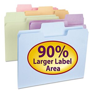 Smead SuperTab File Folder, Oversized 1/3-Cut Tab, Letter Size, Assorted Pastel Colors, 100 per Box (11961)