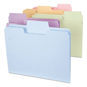 Smead SuperTab File Folder, Oversized 1/3-Cut Tab, Letter Size, Assorted Pastel Colors, 100 per Box (11961)