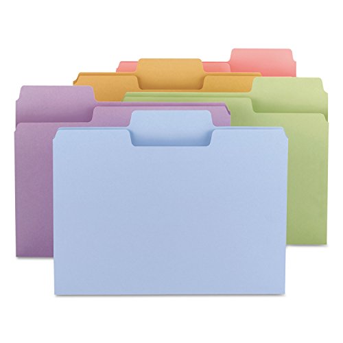 Smead SuperTab File Folder, Oversized 1/3-Cut Tab, Letter Size, Assorted Pastel Colors, 100 per Box (11961)