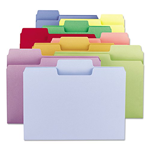 Smead SuperTab File Folder, Oversized 1/3-Cut Tab, Letter Size, Assorted Pastel Colors, 100 per Box (11961)