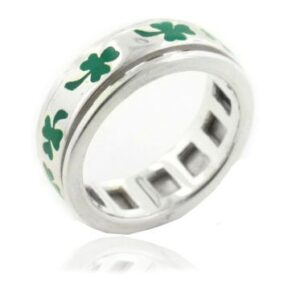 Sterling Silver Green Irish Shamrock Three-Leaf Clover Meditation Spin Band Ring Size 8(Sizes 4,5,6,7,8,9,10,11,12,13,14,15)