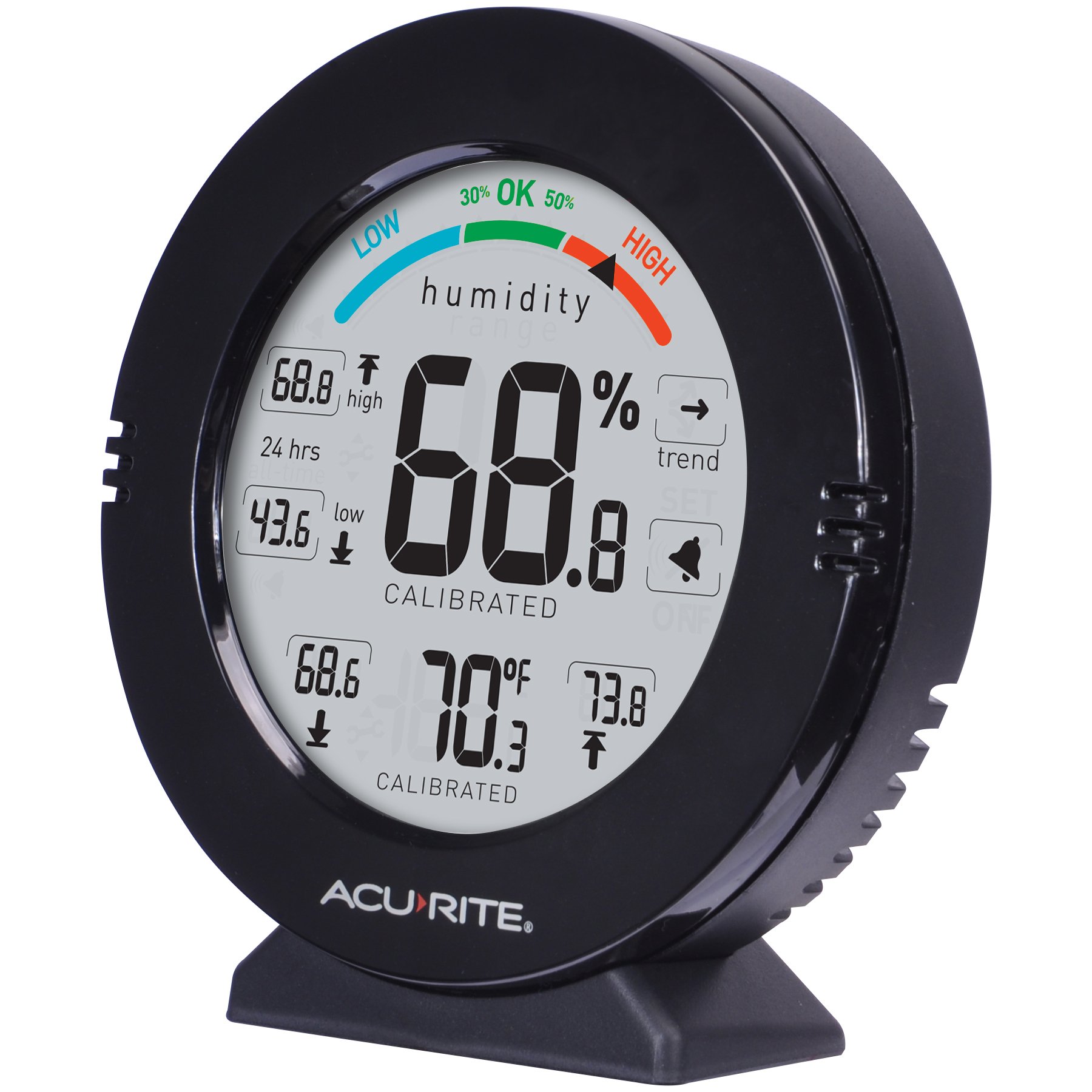 AcuRite 01080M Pro Accuracy Temperature and Humidity Gauge with Alarms, Black