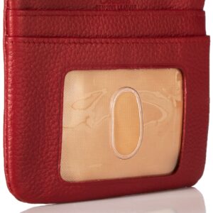 Buxton Large Leather ID Coin/Card Case Wallet, Rfid Blocking, Dark Red, One Size