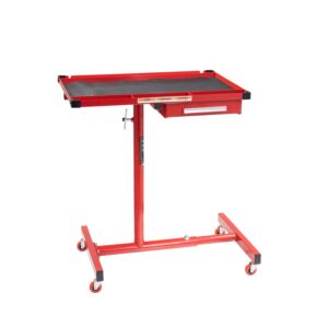 sunex 8019 heavy duty adjustable work table with drawer, red