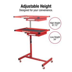 Sunex 8019 Heavy Duty Adjustable Work Table with Drawer, Red