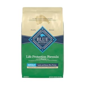 blue buffalo life protection formula adult dry dog food, helps build and maintain strong muscles, made with natural ingredients, lamb & brown rice recipe, 30-lb. bag