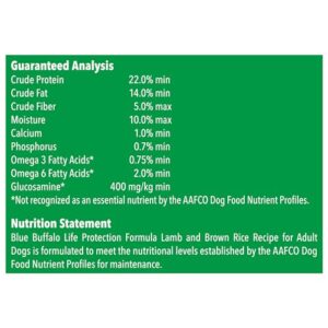 Blue Buffalo Life Protection Formula Adult Dry Dog Food, Helps Build and Maintain Strong Muscles, Made with Natural Ingredients, Lamb & Brown Rice Recipe, 30-lb. Bag