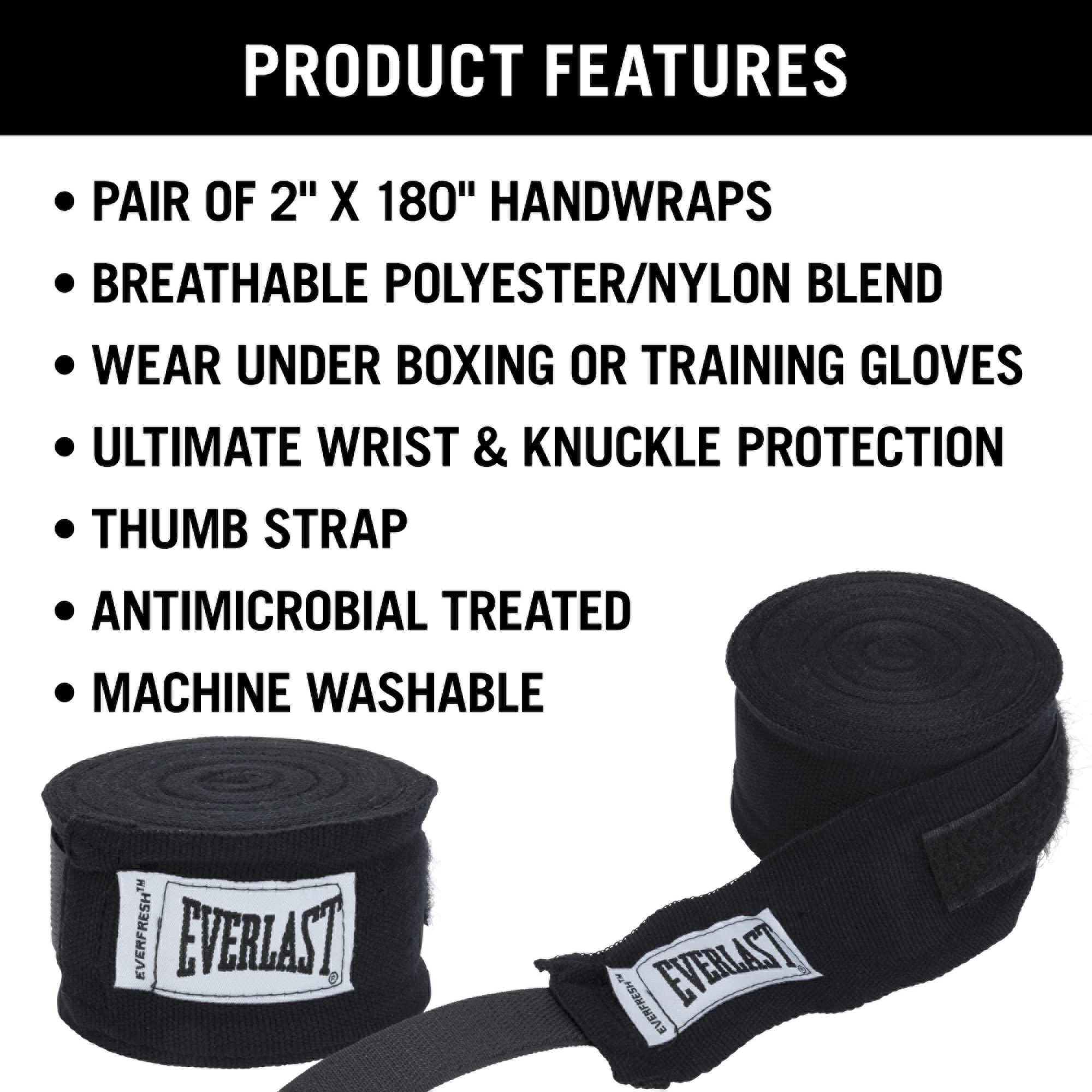 Everlast Professional Hand Wraps, 180-Inch, Black