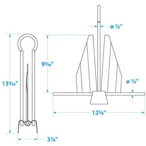 Seachoice Utility Anchor w/ Slip Ring, Size 7E, Galvanized Steel