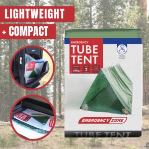 Emergency Zone Reflective & Green Survival 2 Person Tube Tents. Available in 1, 2, 3, 48 Packs.