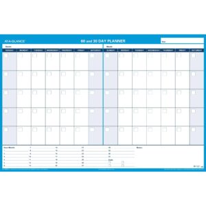 AT-A-GLANCE PM33328 30/60-Day Undated Horizontal Erasable Wall Planner, 48 x 32, White/Blue,