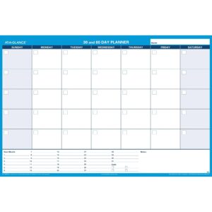 AT-A-GLANCE PM33328 30/60-Day Undated Horizontal Erasable Wall Planner, 48 x 32, White/Blue,