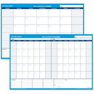 AT-A-GLANCE PM33328 30/60-Day Undated Horizontal Erasable Wall Planner, 48 x 32, White/Blue,