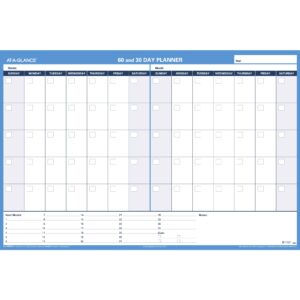 AT-A-GLANCE PM33328 30/60-Day Undated Horizontal Erasable Wall Planner, 48 x 32, White/Blue,