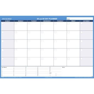 AT-A-GLANCE PM33328 30/60-Day Undated Horizontal Erasable Wall Planner, 48 x 32, White/Blue,