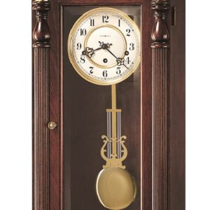 Howard Miller Jennison Wall Clock 612-221 – Vintage Mahogany Finish, Vintage Home Decor, Brass-Finished Lyre Pendulum, Key-Wound, Triple-Chime Movement