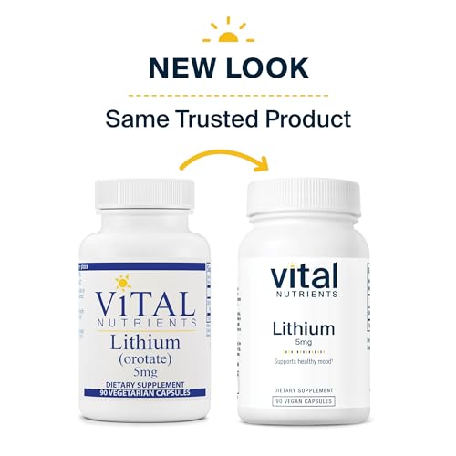 Vital Nutrients Lithium Orotate | Vegan Lithium Supplements for Memory, State of Mind, and Behavioral Health*| 5mg | Gluten, Dairy, Soy Free | 90 Capsules