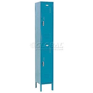 GLOBAL INDUSTRIAL Double Tier Locker, 12x15x36, 2 Door, Ready to Assemble, Blue