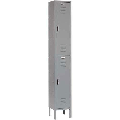 GLOBAL INDUSTRIAL Double Tier Locker, 12x15x36, 2 Door, Ready To Assemble, Gray