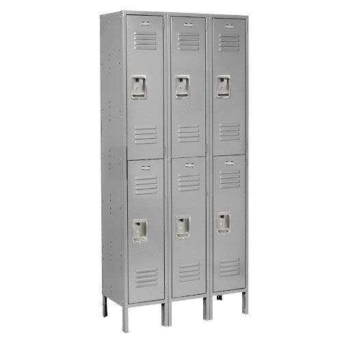 GLOBAL INDUSTRIAL Double Tier Locker, 12x18x36 6 Door, RTA, Gray