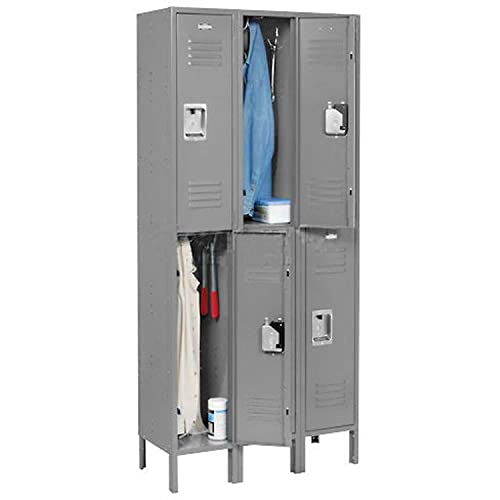 GLOBAL INDUSTRIAL Double Tier Locker, 12x18x36 6 Door, RTA, Gray