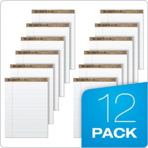 TOPS Second Nature 100% Recycled 18 lb. Legal Pad, 8-1/2 x 11-3/4 Inches, Perforated, White, Legal/Wide Rule, 50 Sheets per Pad, 12 Pads per Pack (74085)