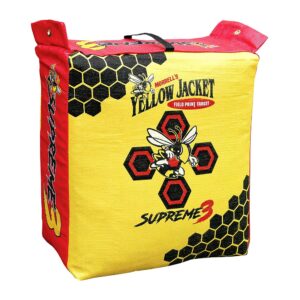 morrell yellow jacket supreme 28 pound field point archery bag target with dual shooting sides and multiple bullseyes, yellow