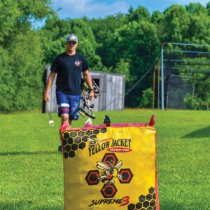 Morrell Yellow Jacket Supreme 28 Pound Field Point Archery Bag Target with Dual Shooting Sides and Multiple Bullseyes, Yellow