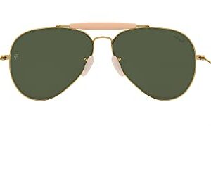 Ray-Ban RB3030 Outdoorsman I Aviator Sunglasses, Shiny Gold/G-15 Green, 58 mm