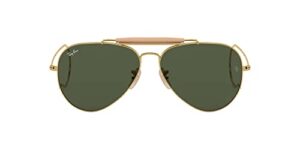 ray-ban rb3030 outdoorsman i aviator sunglasses, shiny gold/g-15 green, 58 mm