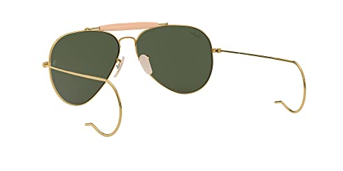 Ray-Ban RB3030 Outdoorsman I Aviator Sunglasses, Shiny Gold/G-15 Green, 58 mm