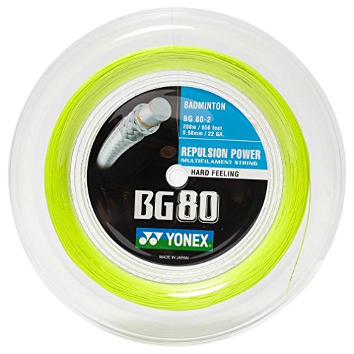 Yonex BG80 Badminton String - 200m Reel, Color- Yellow