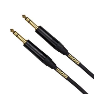 mogami gold trs-trs-06 balanced audio patch cable, 1/4" trs male plugs, gold contacts, straight connectors, 6 foot