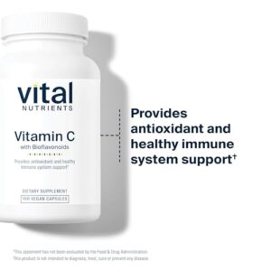 Vital Nutrients Vitamin C with Bioflavonoids | Vegan Supplement for Immune Support* | 1000mg Vitamin C and 500mg Citrus Bioflavonoid | Gluten, Dairy and Soy Free | Non-GMO | 100 Capsules