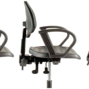 GLOBAL INDUSTRIAL 5-Way Adjustable Ergonomic Stool with Loop Armrests Black