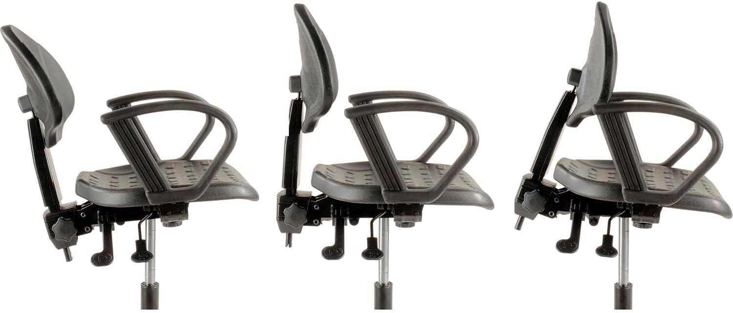 GLOBAL INDUSTRIAL 5-Way Adjustable Ergonomic Stool with Loop Armrests Black