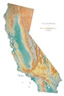 Raven Maps California Medium-Sized Topographic Wall Map, Laminated Print