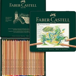 Faber-Castel FC112124 Pitt Pastel Pencils in A Metal Tin (24 Pack), Assorted