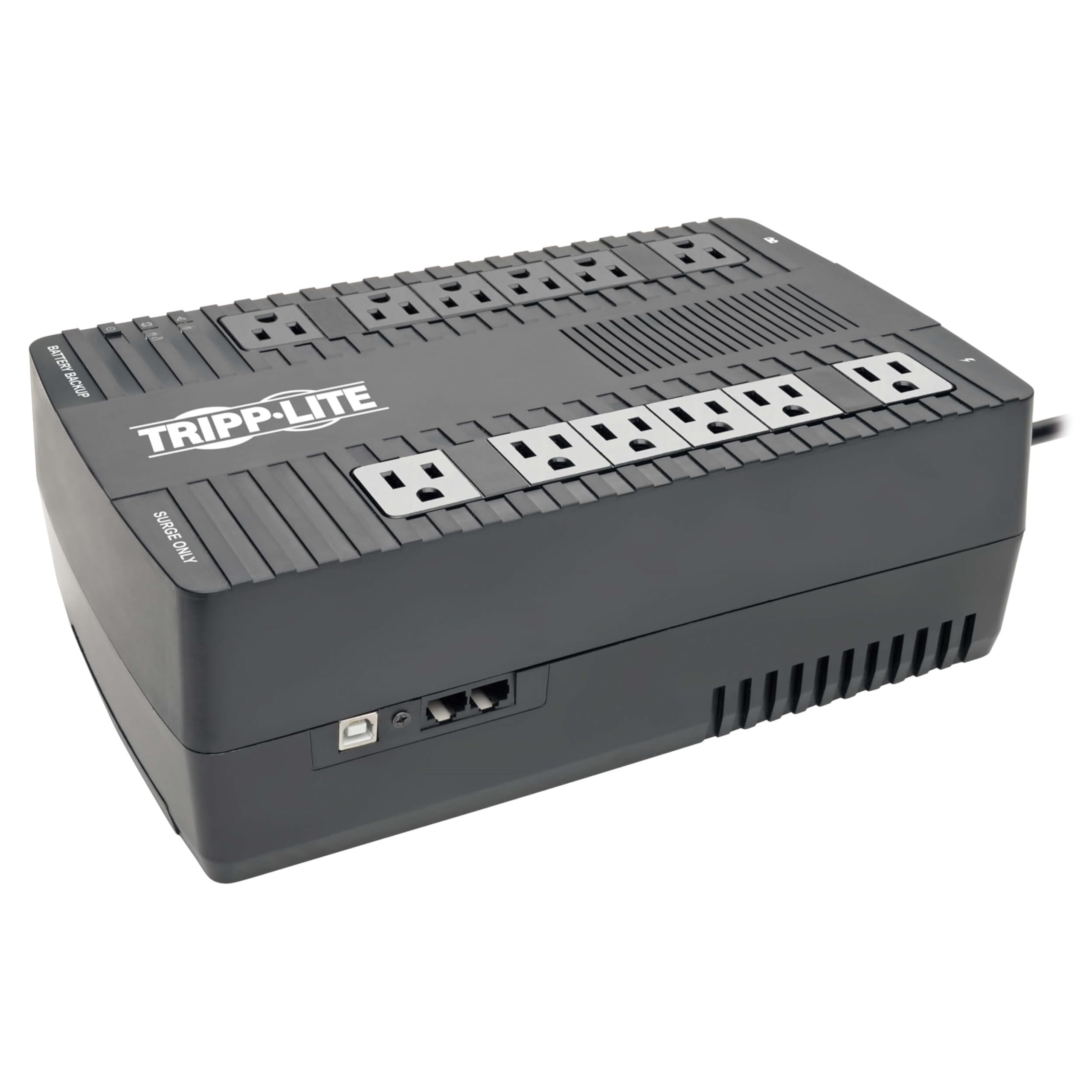 Tripp Lite 900VA UPS Battery Backup Surge Protector, AVR Automatic Voltage Regulation, 12-Outlet Uninterruptible Power Supply, Dataline Protection, 3-Year Warranty & $100,000 Insurance (AVR900U)