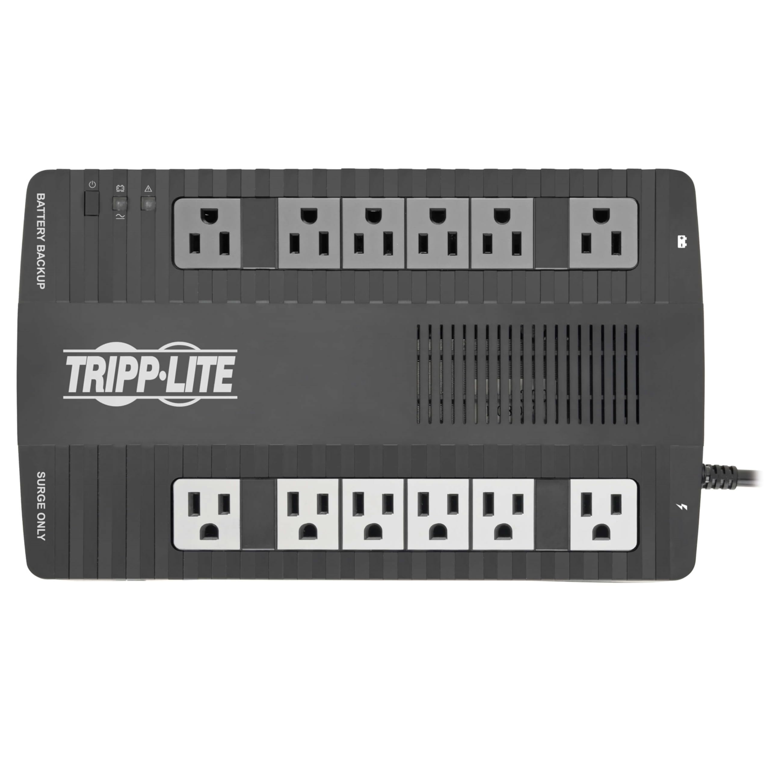 Tripp Lite 900VA UPS Battery Backup Surge Protector, AVR Automatic Voltage Regulation, 12-Outlet Uninterruptible Power Supply, Dataline Protection, 3-Year Warranty & $100,000 Insurance (AVR900U)