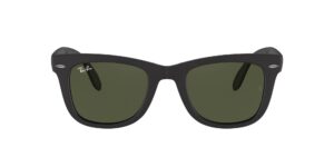 ray-ban rb4105 folding wayfarer square sunglasses, matte black/g-15 green, 54 mm