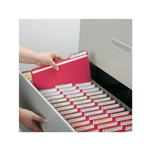 Smead Pressboard File Folder, 1/3-Cut Tab, 1" Expansion, Letter Size, Bright Red, 25 per Box (21538)