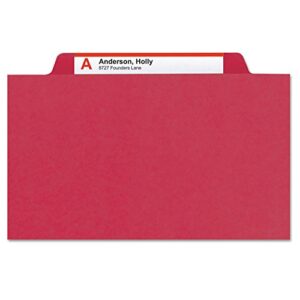 Smead Pressboard File Folder, 1/3-Cut Tab, 1" Expansion, Letter Size, Bright Red, 25 per Box (21538)