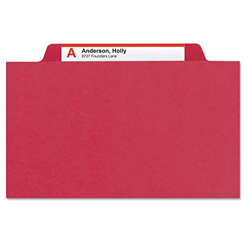 Smead Pressboard File Folder, 1/3-Cut Tab, 1" Expansion, Letter Size, Bright Red, 25 per Box (21538)