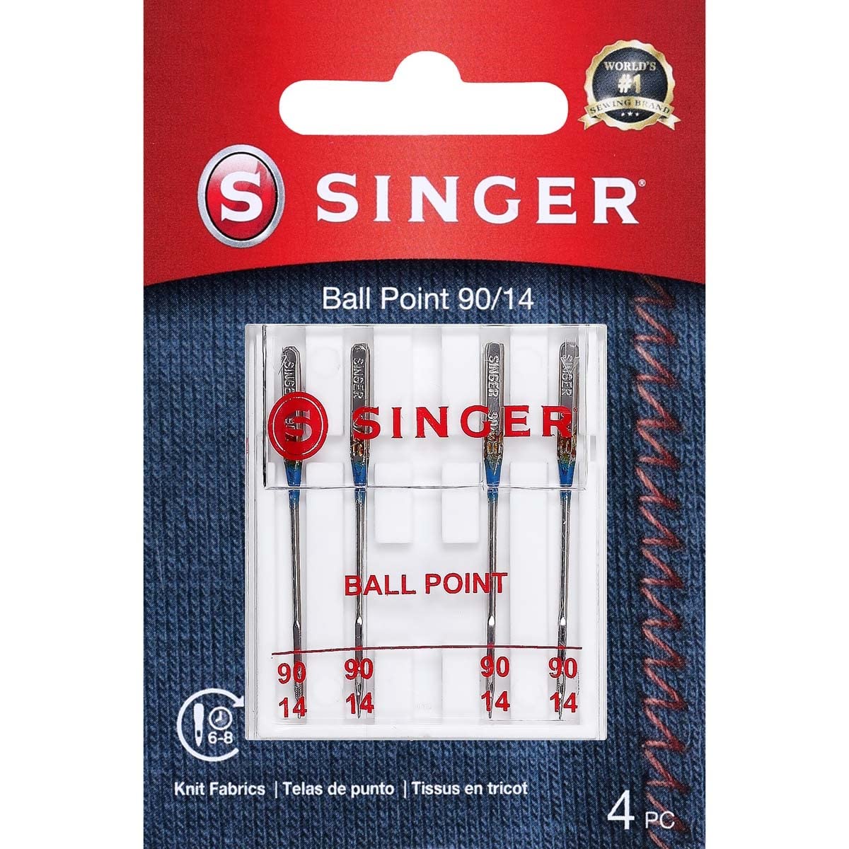 SINGER 4820 Universal Ball Point Machine Needles for Knit Fabric, Size 90/14, 4-Count