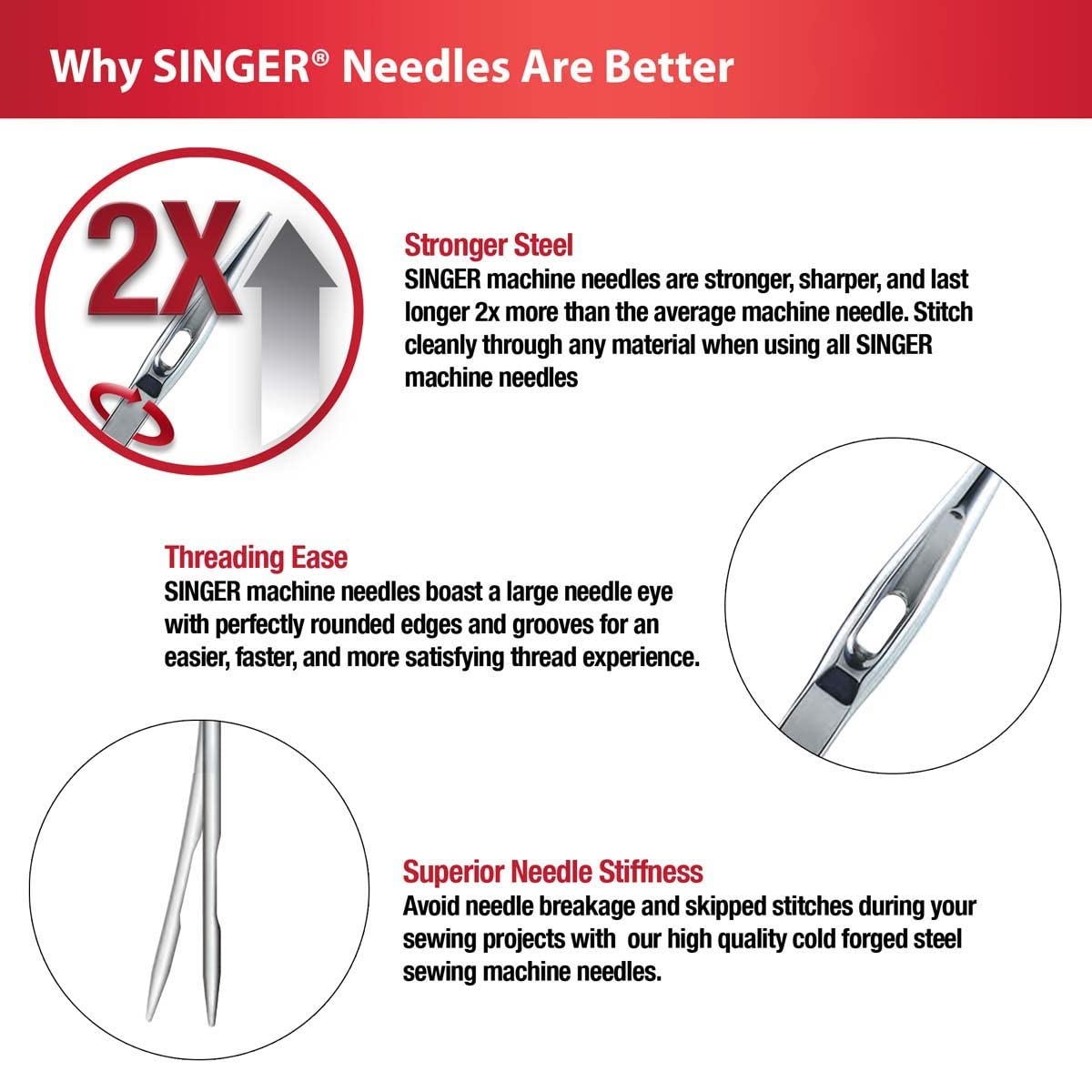 SINGER 4820 Universal Ball Point Machine Needles for Knit Fabric, Size 90/14, 4-Count