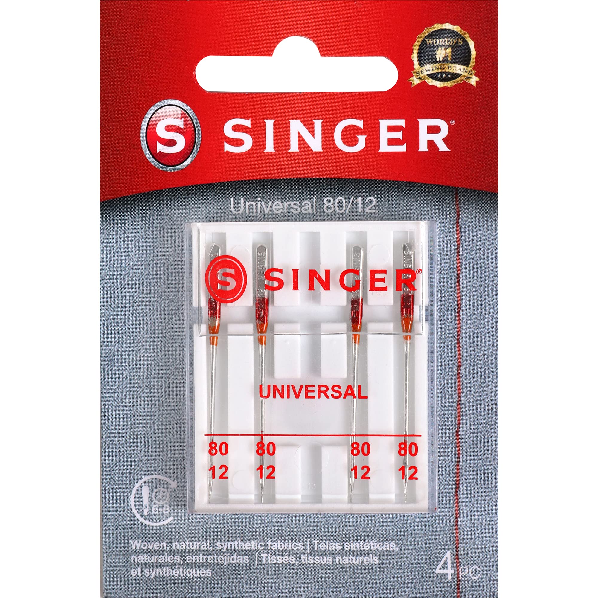 SINGER Regular Point Sewing Machine Needle, 5 Count, Sizes 80/12, 90/14, 100/16