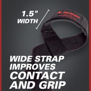 Harbinger Padded Cotton Lift Straps, Black - Soft, Supportive Neotek Wrist Pads - 21.5" Length, 1.5" Width - Reinforced Edges & Heavy-duty Stitching - Cushions Wrists for Lifting Support