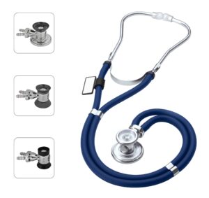 mdf instruments, sprague rappaport dual head stethoscope with adult, pediatric, and infant convertible chestpiece - royal blue (mdf767-10)