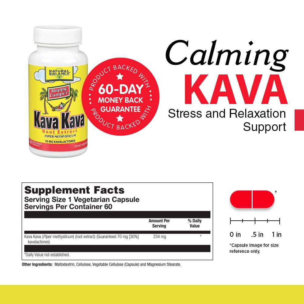 Natural Balance Kava Kava Root Extract, 70mg Kavalactones, 60 Vegetarian Capsules